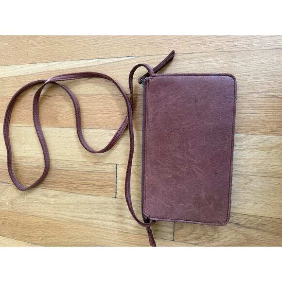 American Leather Co Womens Austin Crossbody Purse With Wallet Brandy Smooth New - Picture 5 of 10